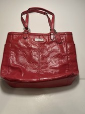 Coach Gallery F19818 Rose Patent Leather Large Monogram C Tote Good Condition