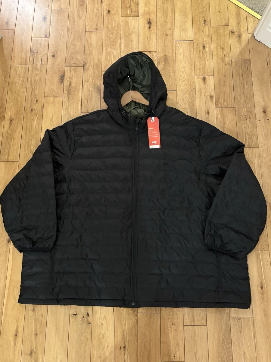 Levi’s Performance Hooded Puffer Jacket Quilted Black 5XL Thermore Ecodown NEW