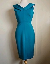 Calvin Klein Teal Sheath Sleeveless Full Zipper Dress V-Neck Size 4