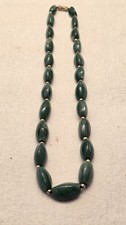 Vintage Aventurin Jade Kette massiv Grüne Edelstein Oliven Statement 68,92g