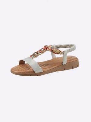 Mode von Heine Damen Schuhe Sommerschuhe Sandalen silber bunt NEU