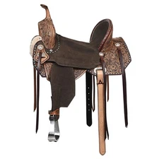 57HS Flex Tree Western Horse Saddle In American Leather Barrel Trail By Hilason