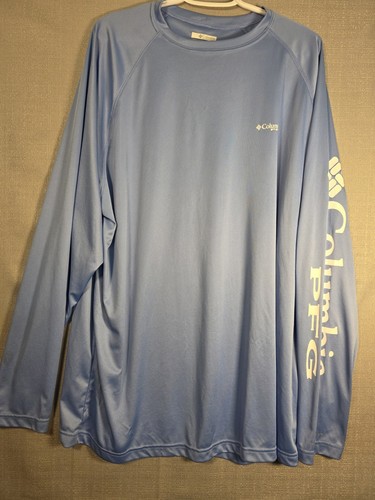 Chemise Columbia adulte XXL bleu PFG omni-ombre bouton pêche ventilé homme