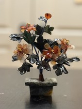 Vintage Chinese jade and rose quartz bonsai tree