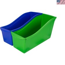 Versatile 12" Deep Multicolor Book Bins - Pack of 6 for Classroom Home