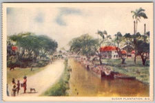 Vtg Postcard Sugar Plantation River Georgetown, British Guiana 1930s