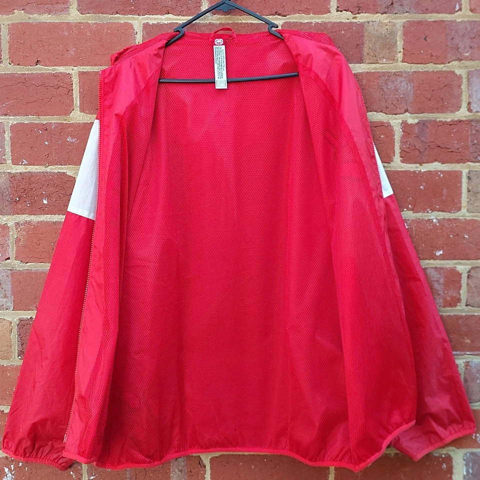 Vintage Y2K ECKO UNLTD 72 Mens Red Windcheater Hoodie Zip Jacket - Size Large - Image 3 of 4