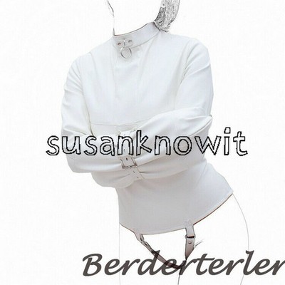 White Asylum Straight Jacket Body Harness Costume Restraint Armbinder S/M L/XL