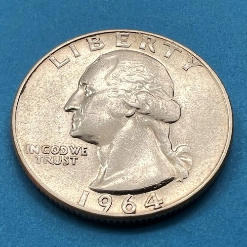 1964-D, U.S.🇺🇸 Washington Quarter, 90% Silver content, AU condition, FREE SHIP