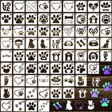 70 Pcs Cat Dog Paw Print Stencils for Painting-2 Inch Reusable Small White