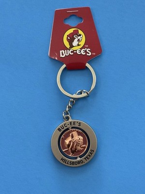 Bucees Buc-ee's Logo Spinner Keychain Key Ring HILLSBORO TX Location