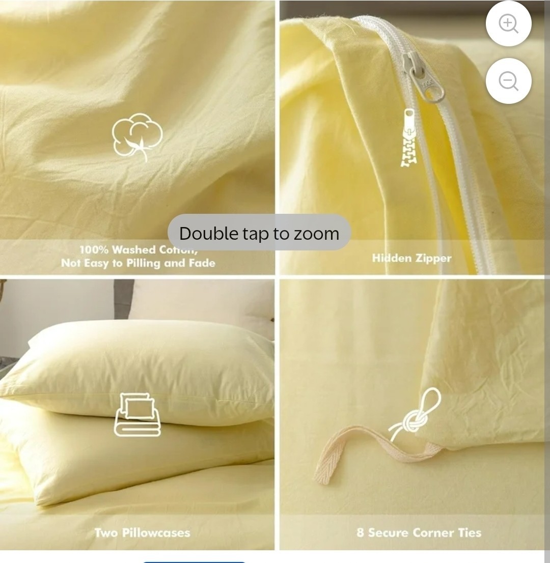 Light Yellow Cotton Duvet Cover with buttons in  king, Queen and other size.