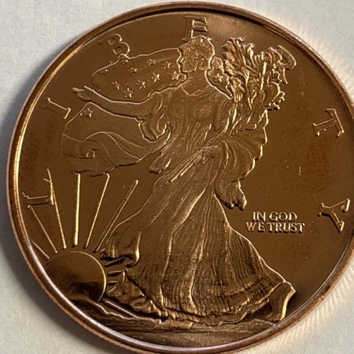 1 oz walking liberty american eagle .999 fine copper round collectible