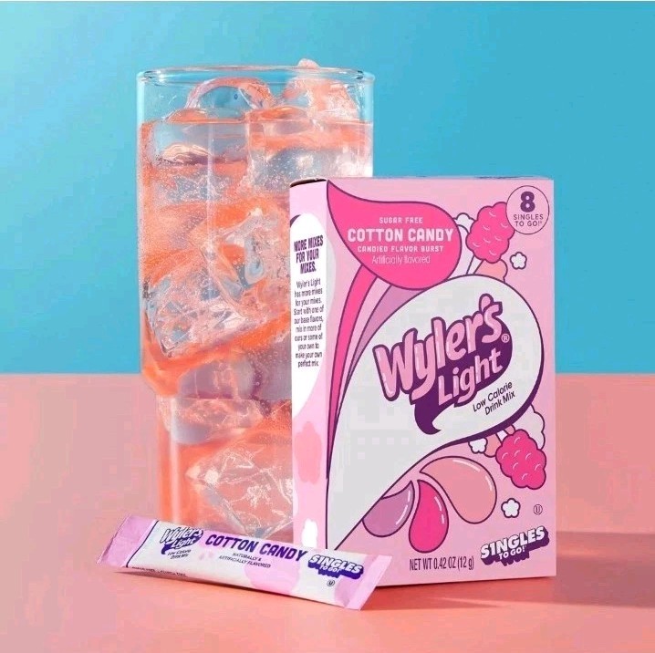 (3-Boxes) Wylers Light Tiktok Inspired COTTON CANDY Drink Mix, 8-Sticks Per Box 