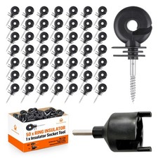 Electric Fence Insulators Screw-in Wooden Posts - Suitable for Polytape Polyw...