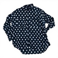 MADEWELL Polka Dot Button Up Blouse Top Shirt Women's SMALL Black Collar
