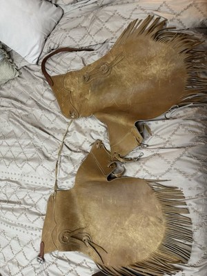 Leather chinks with fringe adult size