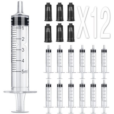 5ml Oral Syringe Sterile Measuring Dispenser w/ Cap 12Pcs Pet Baby Feeding Lab