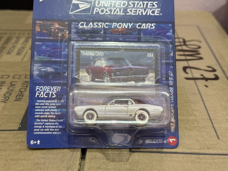 Coches pony clásicos Chase Johnny Lightning USPS 1967 Mercury Cougar Whitelightning Foto 3 de 4