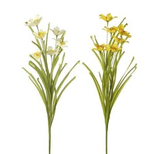 Daffodil Bunch x1, Fake Yellow Daffodils Spray or White Narcissus Spring Flowers