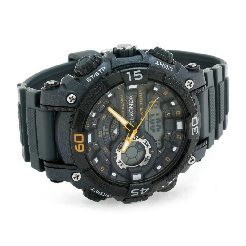 Mens New Sekonda Digital Chrono Alarm EL Light 100m W/Proof Watch 1349 Rp £59.99 - Image 2 of 4