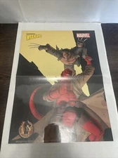 Vintage 90s double sided Wizard Poster Comics Marvel Hellboy Wolverine Frost