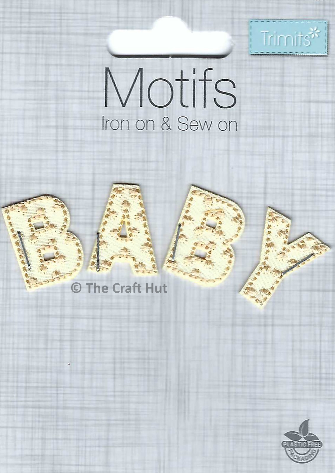 Sew or Iron On Motif Patch Trimits Small Cream Baby Letters Word CFM2\036A New