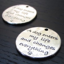 Dog Owner Charms - 25mm Antiqued Silver Plated Pendants C8932 - 2, 5 Or 10PCs