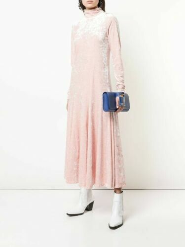 ganni pink velvet dress Ganni Pink Velvet 3/4 Sleeve Ruched Mini Dress Size 38/US 6
