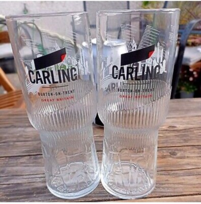 Carling Pint Gläser x 2 (Design 2019) neues Design