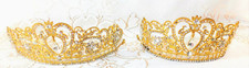 Lot of 2 Goldtone Crowns w/Dangling Rhinestone Crown Tiara