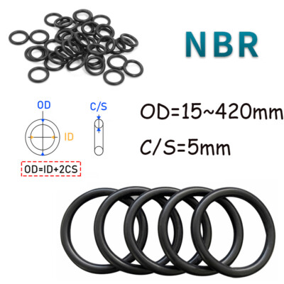 1/5 Pcs Metric O Ring Nitrile Rubber O-ring NBR Seal O-rings OD=15~420mm C/S=5mm
