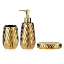 Gold Bathroom Accessories 3pcs Stylish Bathroom Accessories Set Gold Soap Dispen