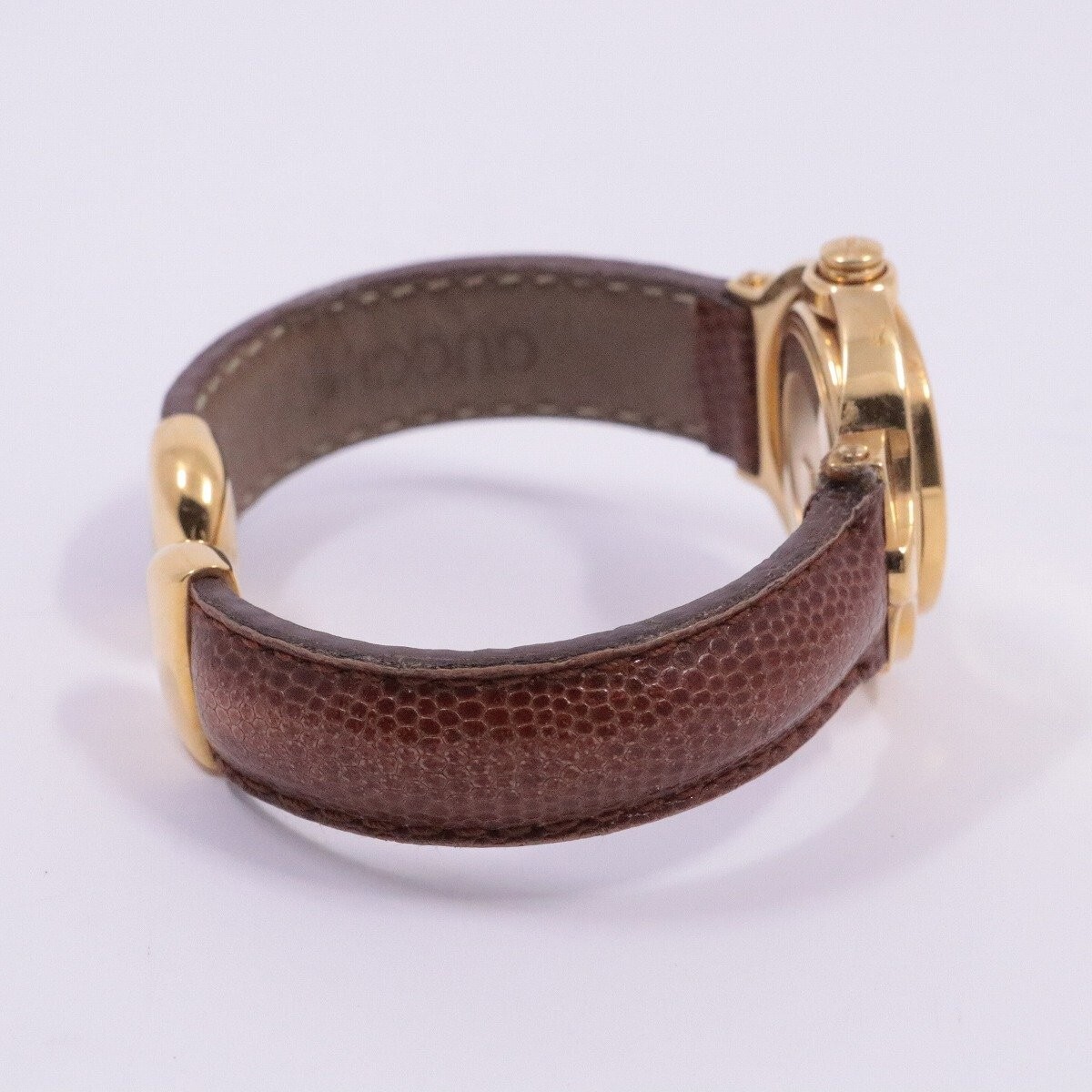 GUCCI 時計 6600  リバーシブル バングル ブラウン GUCCI Bangle Watch Reversible 6600 Gold Plated Leather