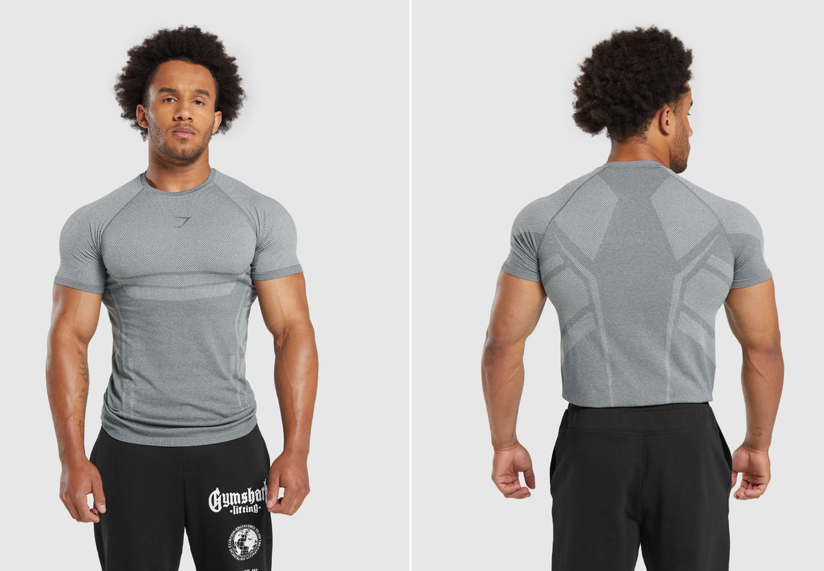 Gymshark t-shirt à manches longues gris clair/blanc Hommes 6HF28613 Gymshark t-shirt à manches longues gris clair/blanc Hommes 6HF28613