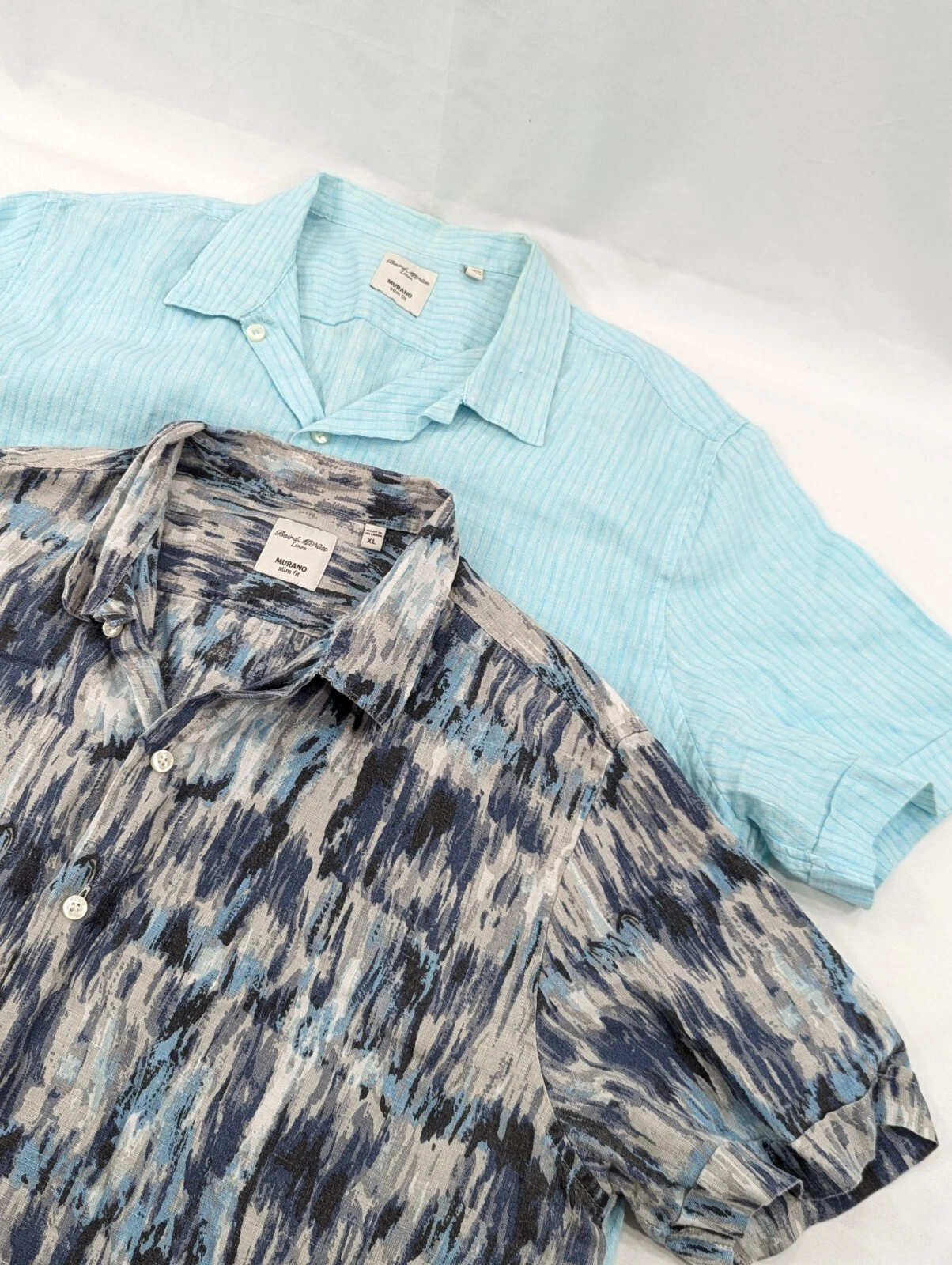 2) Two Baird McNutt Linen Shirt Murano XL Short Sleeve Button Down Beach EUC