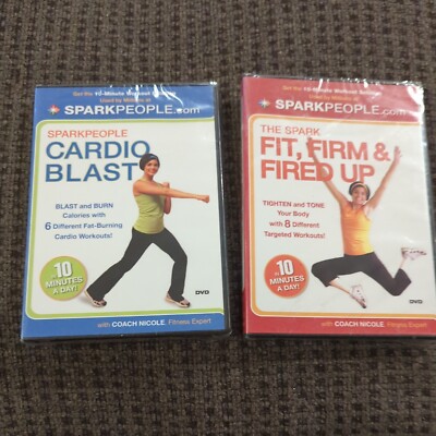 2 DVD Lot. THE SPARK: FIT, FIRM & FIRED UP and Cardio Blast. Both New. Sealed.