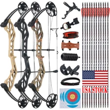 Compound Bow 19-70lbs Adjustable Kit 320fps Archery RH Hunting Shooting Target