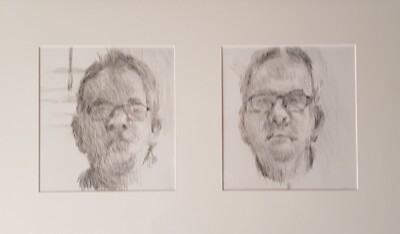 Original signiert und gerahmt Neill Lowdon Selbstportrait in Bleistift