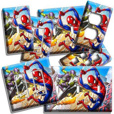 SPIDER-MAN GREEN GOBLIN LIGHT SWITCH OUTLET WALL PLATES BOYS ROOM MAN CAVE DECOR