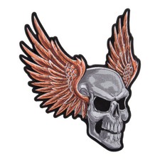 Upwinged Gray Skull Patch, Skull Back Patches