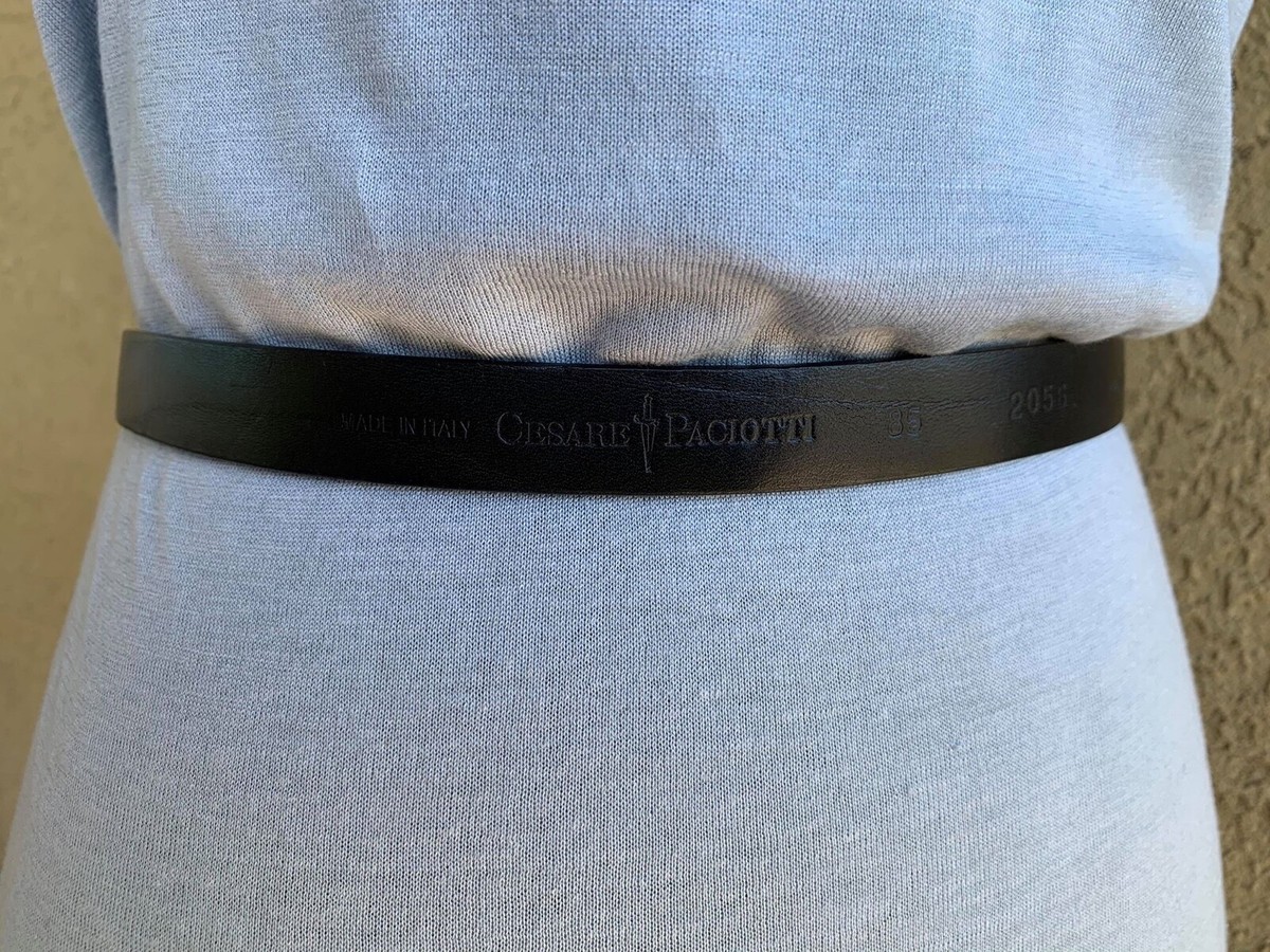 $395 Cesare Paciotti Skinny Belt Snake Leather w/Dagger Logo 
