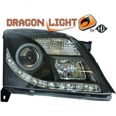 LHD Projector Headlights Pair LED Dragon Clear Black For Vauxhall Vectra C 02-05