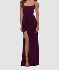 298 La Femme Women's Purple Sleeveless Square Neck Open Back Gown Dress Size 0
