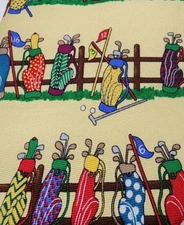 Mark, Fore & Strike Alynn Tee Time Lineup Golf Bag Print 100% Silk Neck Tie