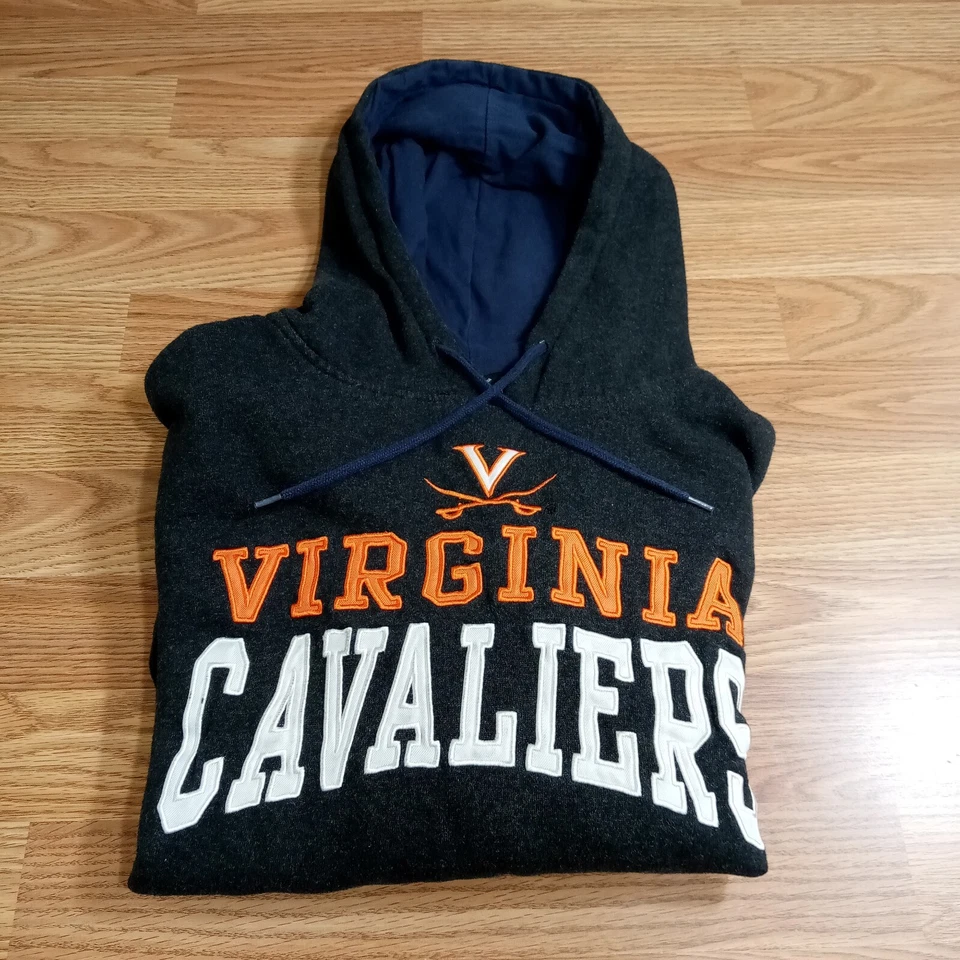 UVA Virginia Cavaliers Hombres Grande Polar Sudadera con Capucha Forrada Gris Coliseo Foto 4 de 4