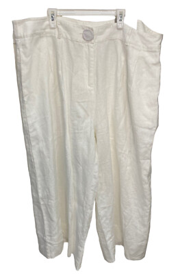 Soft Surrounding Nabi Cropped Pant 100% Linen Size 20W White