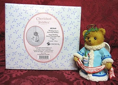 CHERISHED TEDDIES DATED 2012 BELL ORN.~#4023641~WISHING YOU A HEAVENLY HOLIDAY
