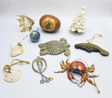 Ocean  Beach Ornament Lot - Seashell Tree Angel Fish Sea Turtle Crab Manatee