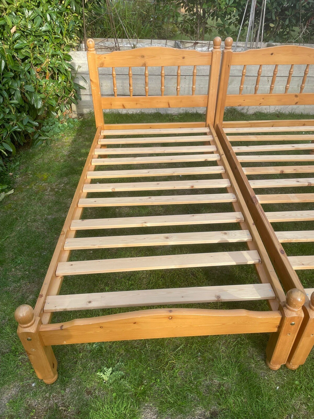 Matching Pair Pine Single Beds Slats Mattress Spare Bedroom Delight eBay